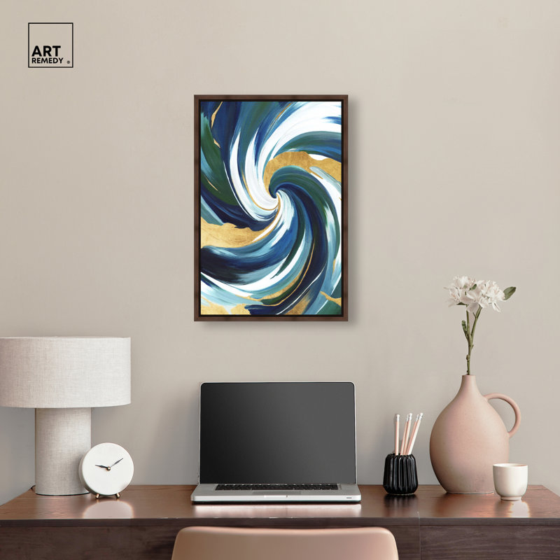 Décoration murale sur toile Emerald Tide II - Ira Colmeva par Art Remedy, cadre en noyer, 16 x 24, 25"H x 17"W, Walnut Frame
