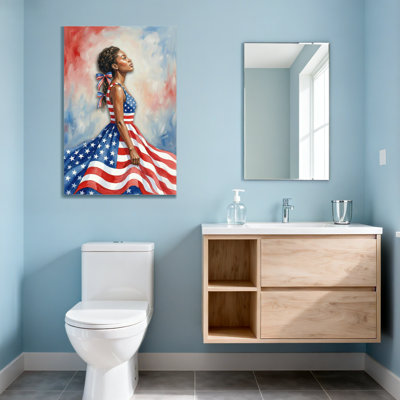 Fashion American Flag Dress Woman Portrait