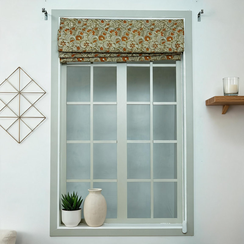  Store romain imprimé bloc 26 x 74 - Collection Luxurious, Kundanvan, rouille, L 20 po x L 96 po