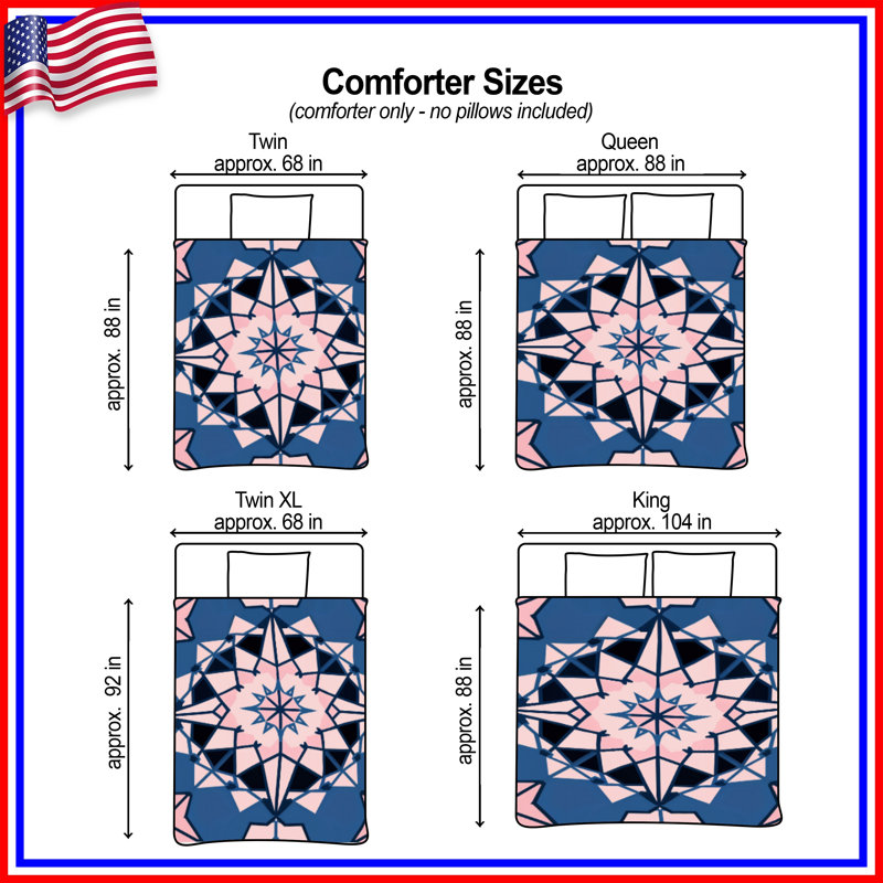 Pink Blue Kaleidoscope Comforter, Queen