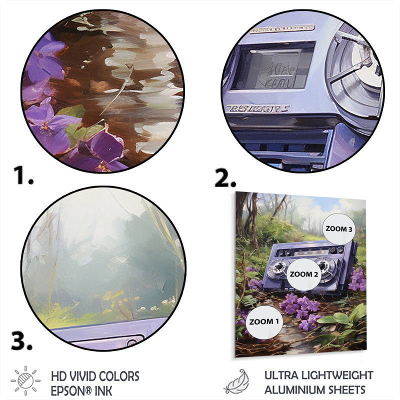 Floral Cassette Tape Floral Melody II - Cassette Tapes Metal Wall Art, 40" H x 30" W x 1.5" D