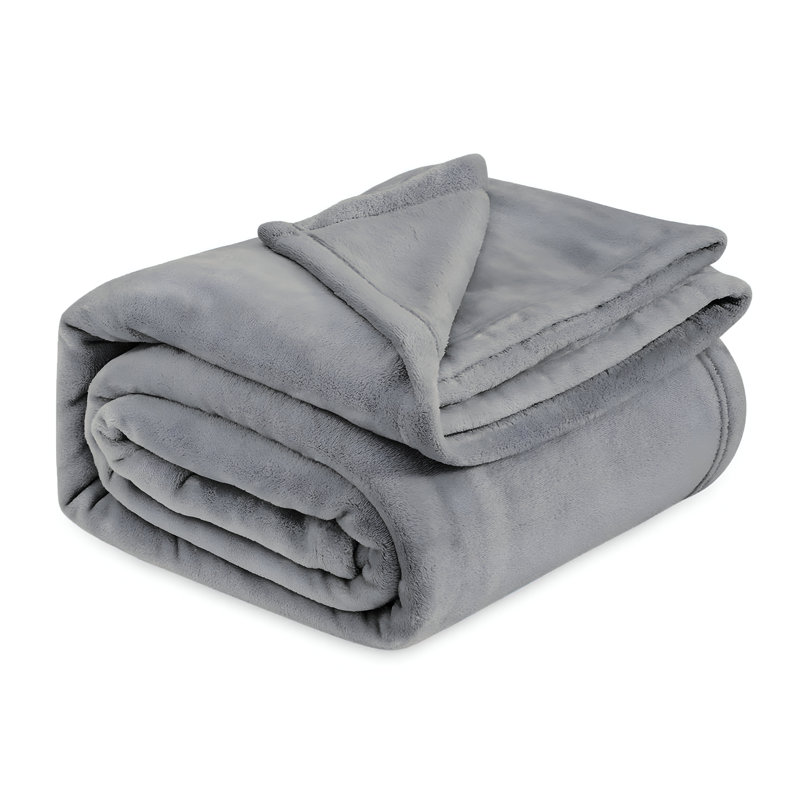 Luxury Mink Fleece Blanket - Ultra Soft, Warm & Lightweight Throw, 200cm W x 240cm L, Silver