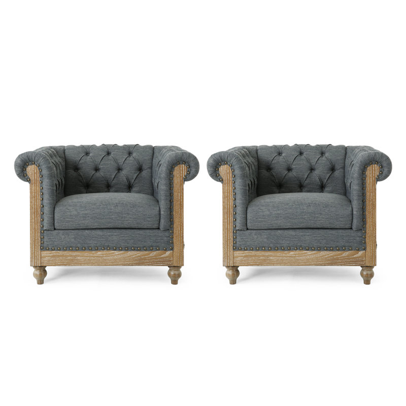 Anduin 39'' Wide Tufted Chesterfield Chair, Charcoal