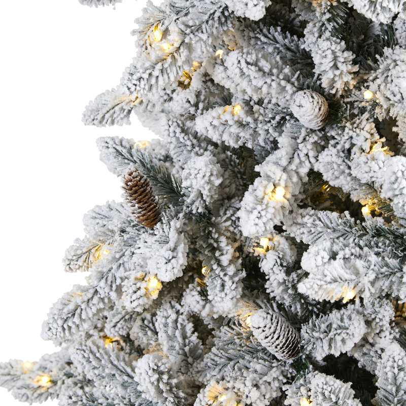 Sapin de Noël artificiel floqué avec lumières DEL, H 9 pi