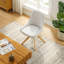 Chaise de bureau pivotante rembourrée en tissu avec base en bois massif-166268780