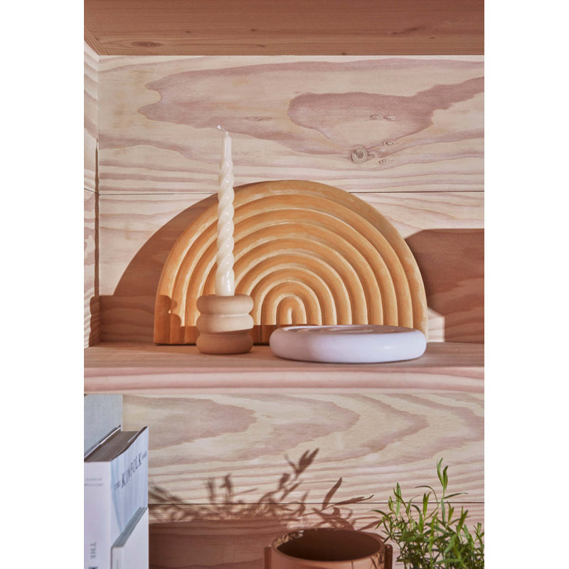 Savi Ceramic Candlestick, Beige