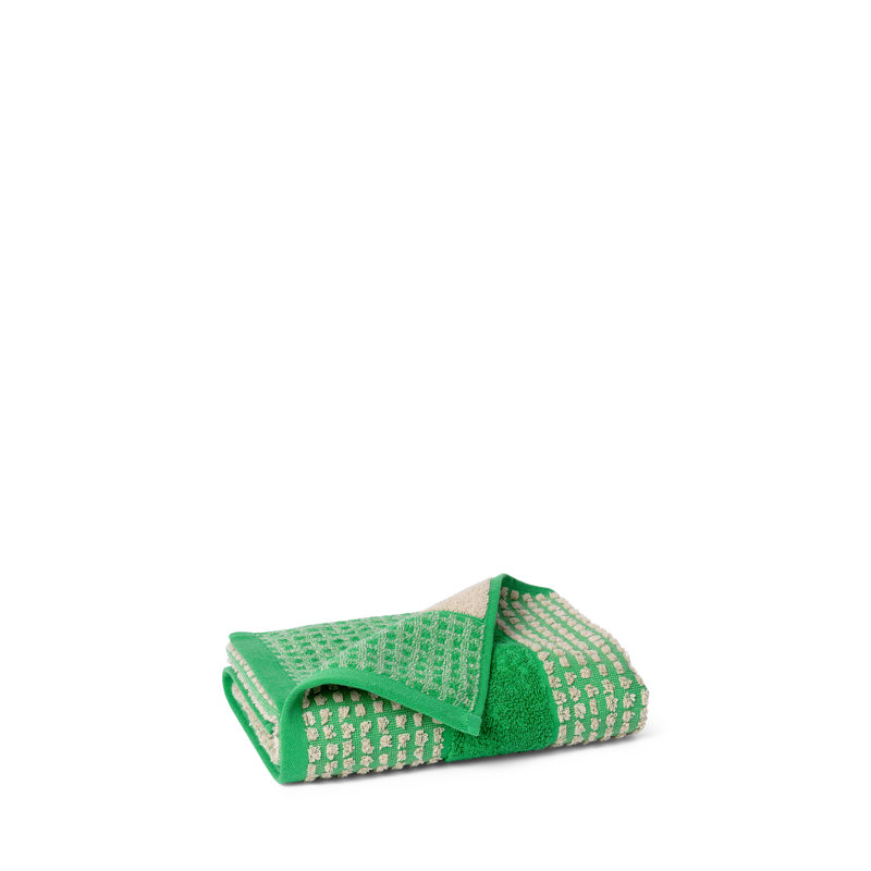 Check Hand Towel 19.7" X 39.4", Green/Sand