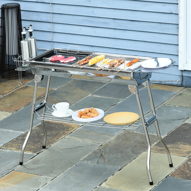 Barbecue au charbon de bois extérieur portatif en acier inoxydable pour l'extérieur