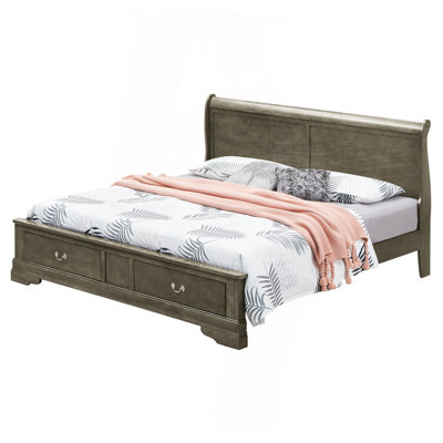 Grand lit de rangement gris élégant avec charme