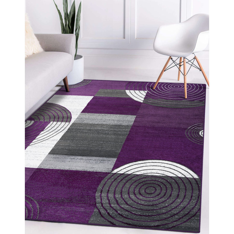 Tapis décoratif mauve géométrique alaysha, Rectangle 8 pi x 10 pi
