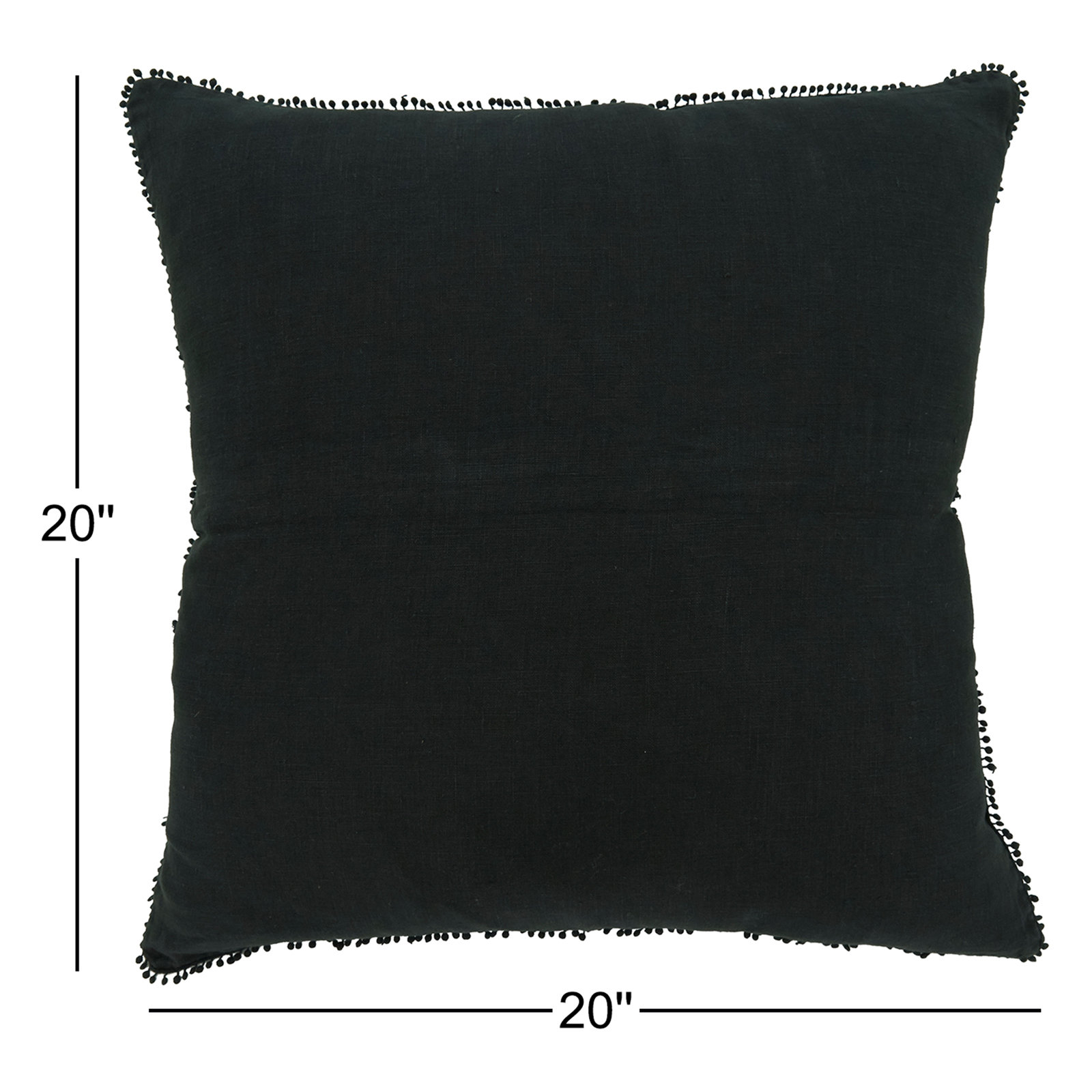 Garter Pom-poms Linen Throw Pillow, Black