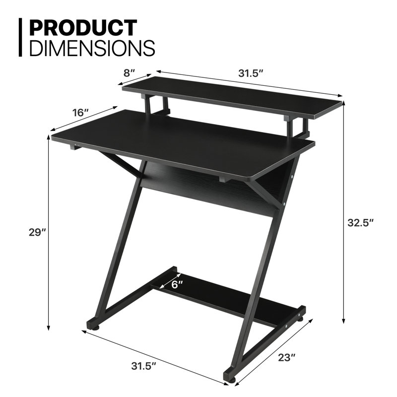 2-Tier Standing Computer Desk, Laptop Table Workstation with Keyboard Monitor Shelf and Host Rack