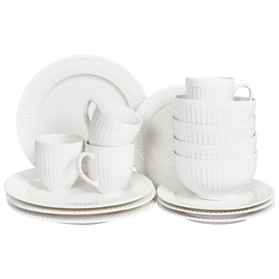 COWSLIP 16 Piece Handmade Porcelain China Dinnerware Set - Service for 4