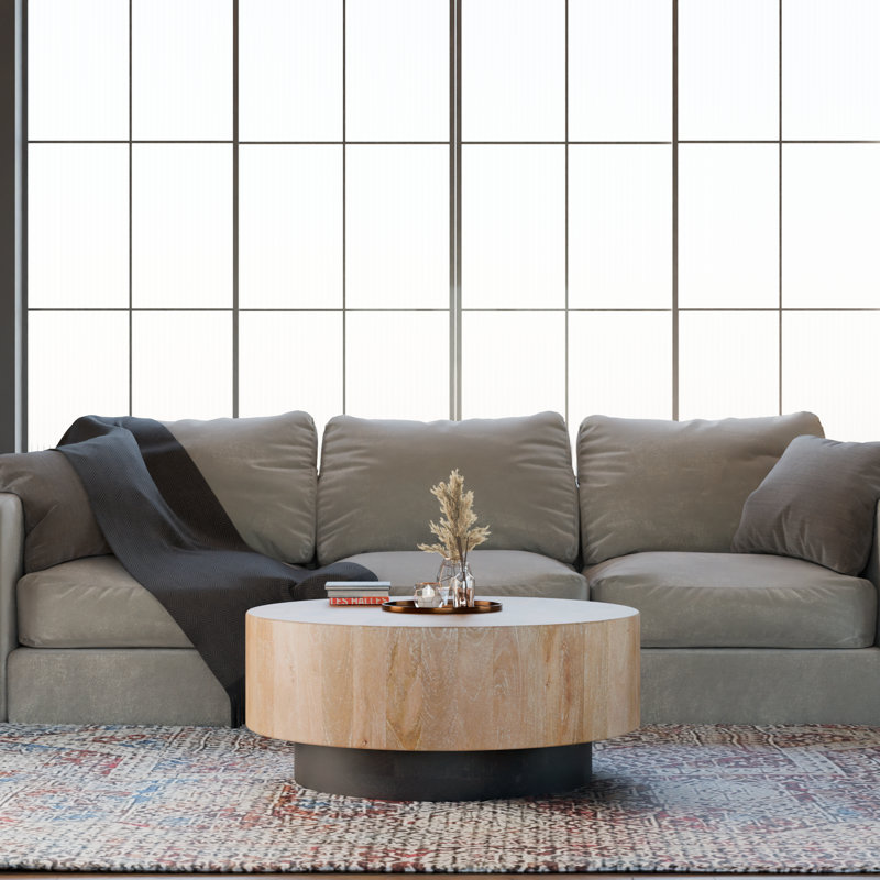 Solid Mango Wood Round Coffee Table, Natural