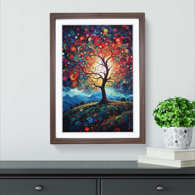 Apple Tree Expressionism Art - Framed Print, Walnut Framed, 64cm H x 46cm W