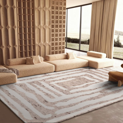 Tapis ivoire / brun clair en laine fabriqué à la main Sandia