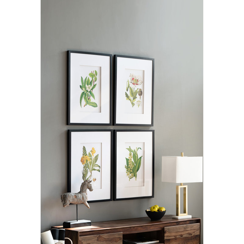 Ensemble de 4 fleurs murales botaniques, décoration pour le salon, la salle à manger, la chambre à coucher, le couloir, 20 po x 28 po