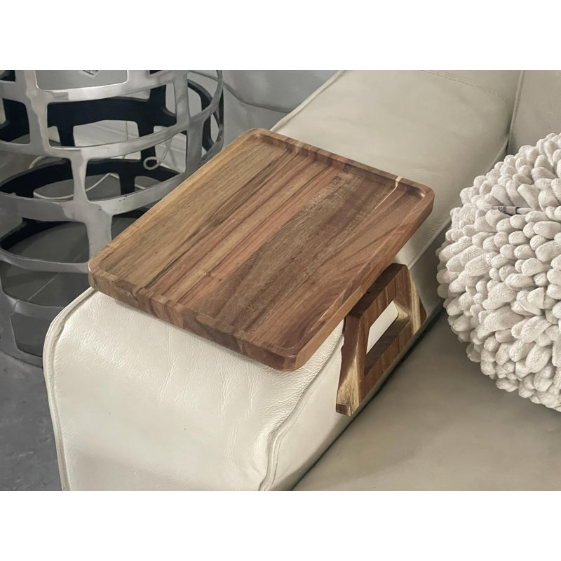 Wood Sofa Armrest Tray, Sofa Tray, Folding Sofa Armrest Tray, Clip-On Sofa Table-For Drinks, Snacks, Phones, And Remotes. (13L X 9W X 4H Inch)