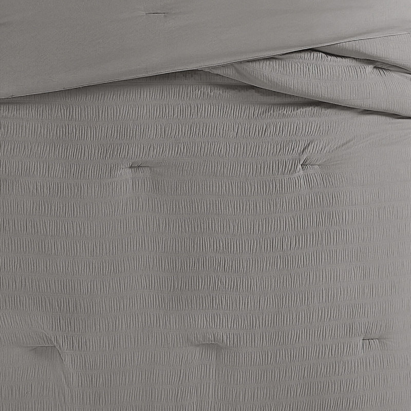 Ensemble d'édredon délavé froissé Trely Soft, Édredon pour grand lit + 2 taies décoratives sta, Gris