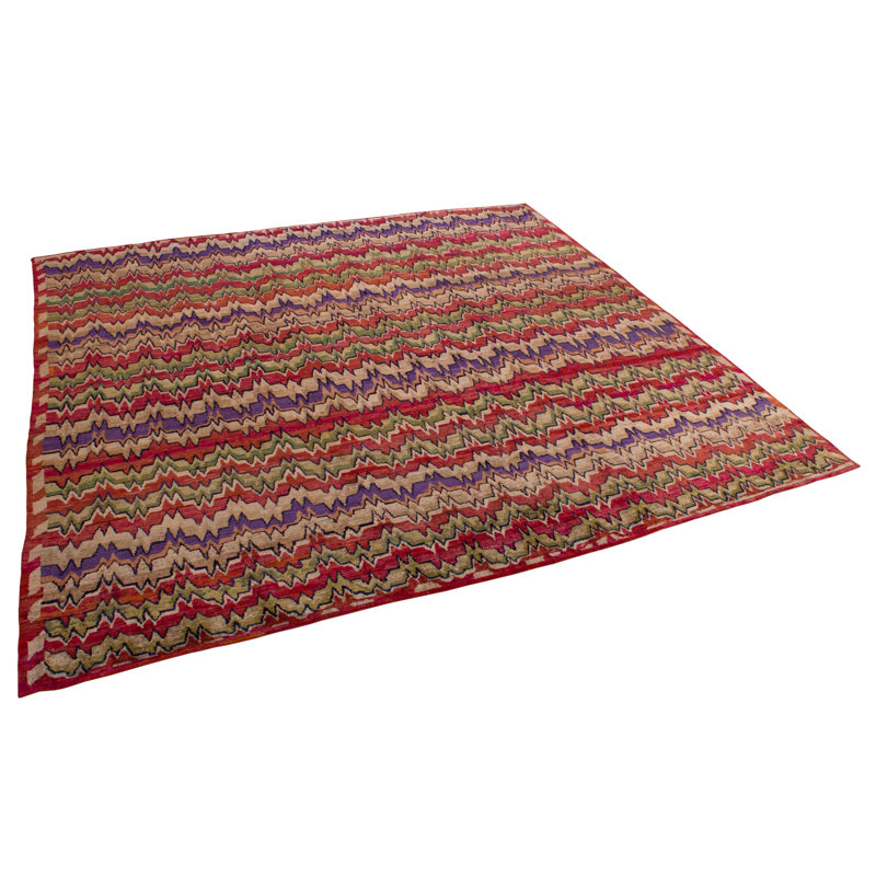 Rumi Hand-Knotted Silk Area Rug in Red/Blue/Green