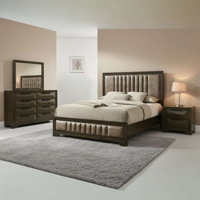 Ensemble de grand lit avec ensemble de chambre à coucher 4 pièces Boudin