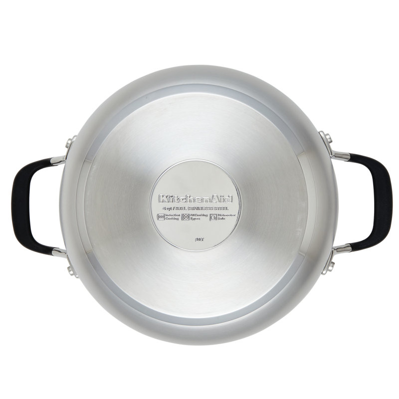 KitchenAid Stainless Steel Cookware Pots and Pans Set, 5 Piece, Brushed Stainless Steel