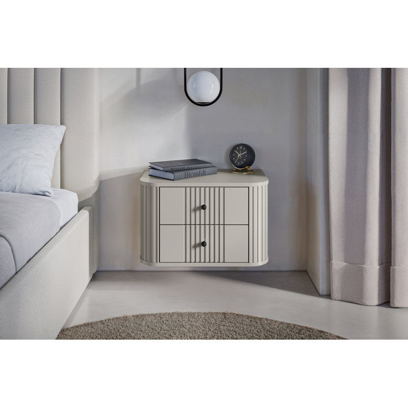 Dayzee 56cm W Manufactured Wood Bedside Table, Cashmere, Cashmere, Cashmere/Black
