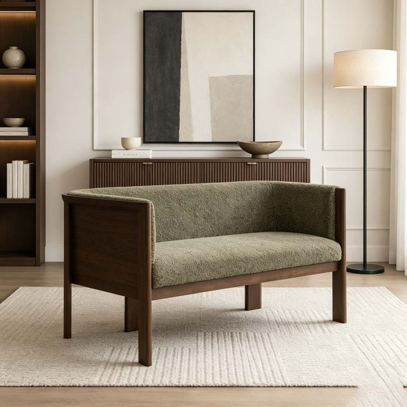 48.5" Upholstered Solid Loveseat Sofa, Green