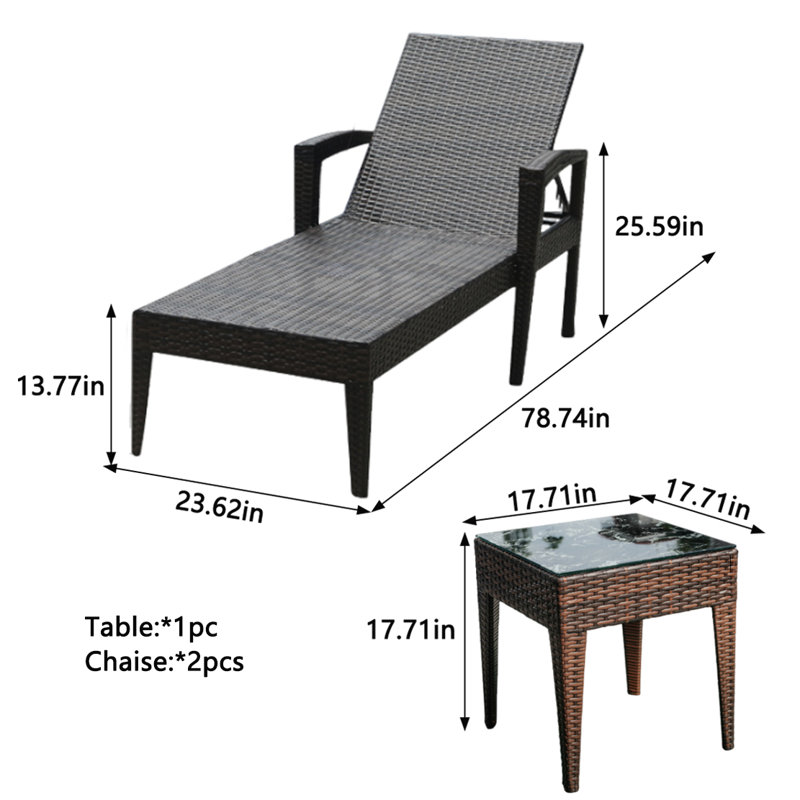 Chaises longues en rotin pour l'extérieur