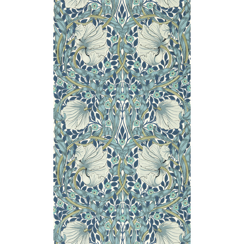 3' L x 2' W Wallpaper Roll, Cobalt/Mineral