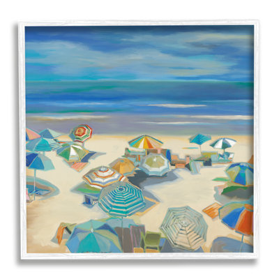 " Beach Umbrellas On Shore " by Liz Jardine
