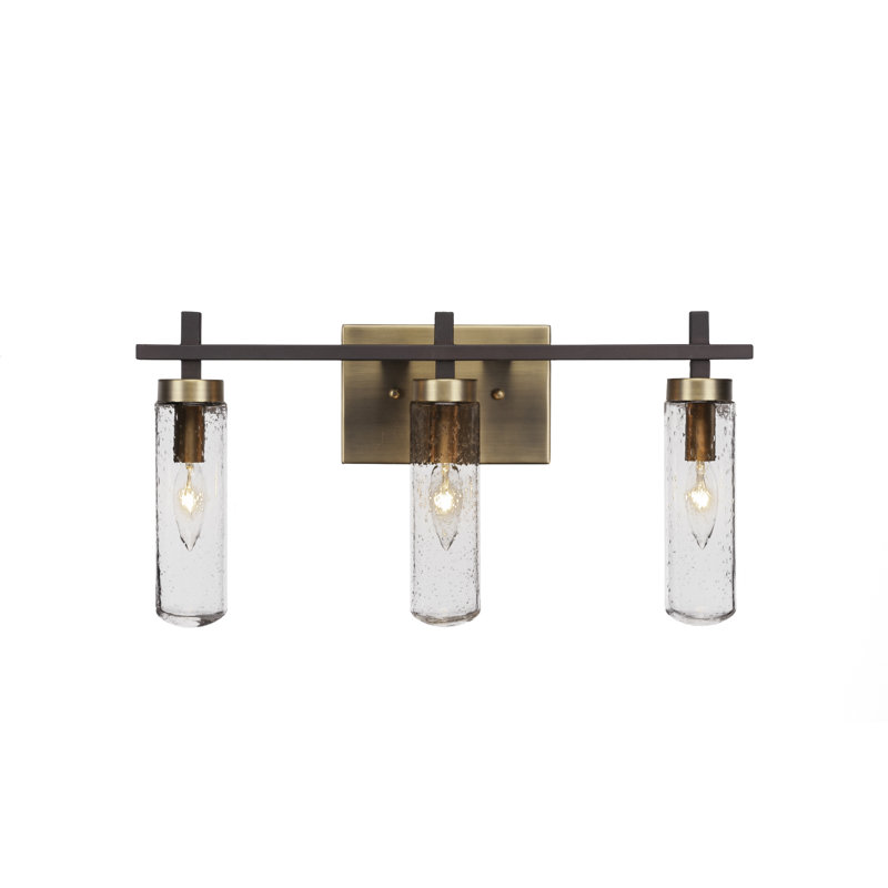 Salinda 3 Light Bath Bar, Espresso/Brass, Clear Bubble
