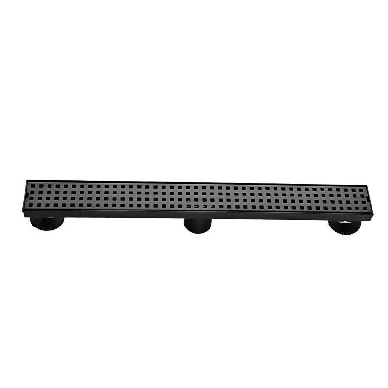 Linear Grid Shower Drain With Leveling Feet In Matte Black