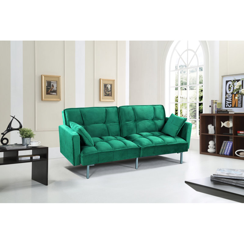 Mackayla 75.6'' Upholstered Convertible Sofa, Green