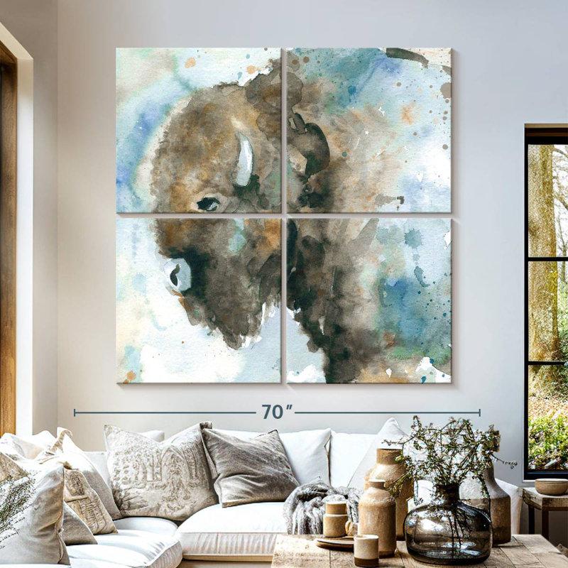 Brampt Buffalo On Blue, 57" H x 57" W
