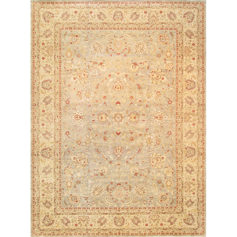 Tapis bleu ciel/ivoire à la main noué la Ferehan