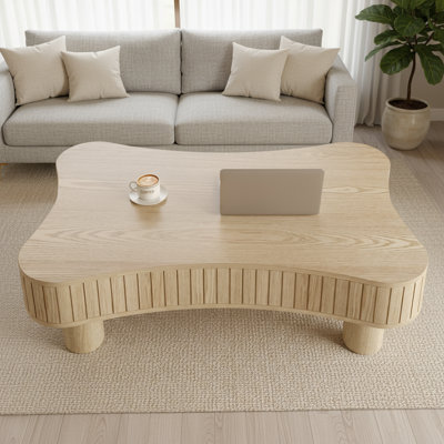 Natural Wood Grain Lift-Up Coffee Table With Grooved Panel Storage, Silent Hydraulics, Rounded Corners For Safety, And 5-Minute Quick Assembly.
