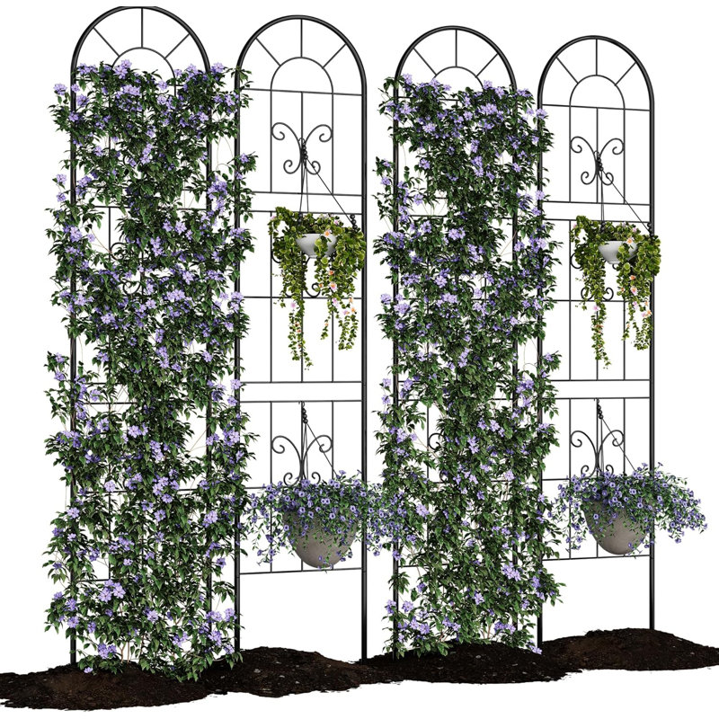 4 Pack Panels No Dig Dog Fence, 55'' Outdoor Rustproof Animal Barrier With Gate