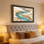 «Curving Teal River Through Tan Canyon Strata Layers», art mural-133555202
