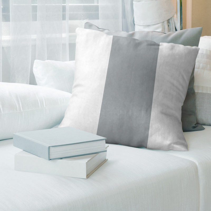 Coussin décoratif, 18 po x 18 po, Duvet synthétique, Blanc / argent