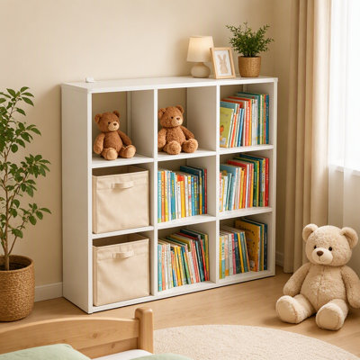 Sturdy Metal 9-Cube Bookshelf, Easy Assembly, Versatile Storage for Books and Decor, Ideal for Modern Living Spaces
