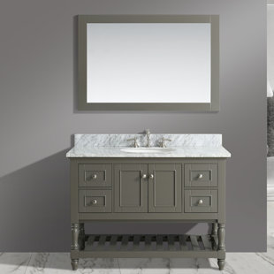 Mccombs 48'' Single Bathroom Vanity with Marble Top with Mirror