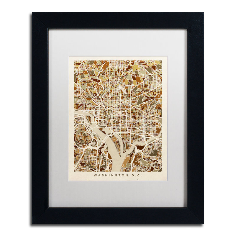 « washington dc map 4 », impression encadrée, H 20 po x l 16 po x P 0,5 po, Blanc