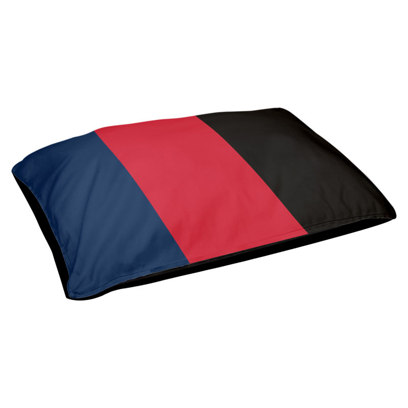 Coussin rectangulaire designer Atlanta, Petit (L 18 po x l 28 po), Bleu / rouge / noir