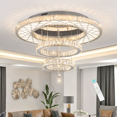 Snio LED Crystal Chandelier Flush Mount 32" Dimmable