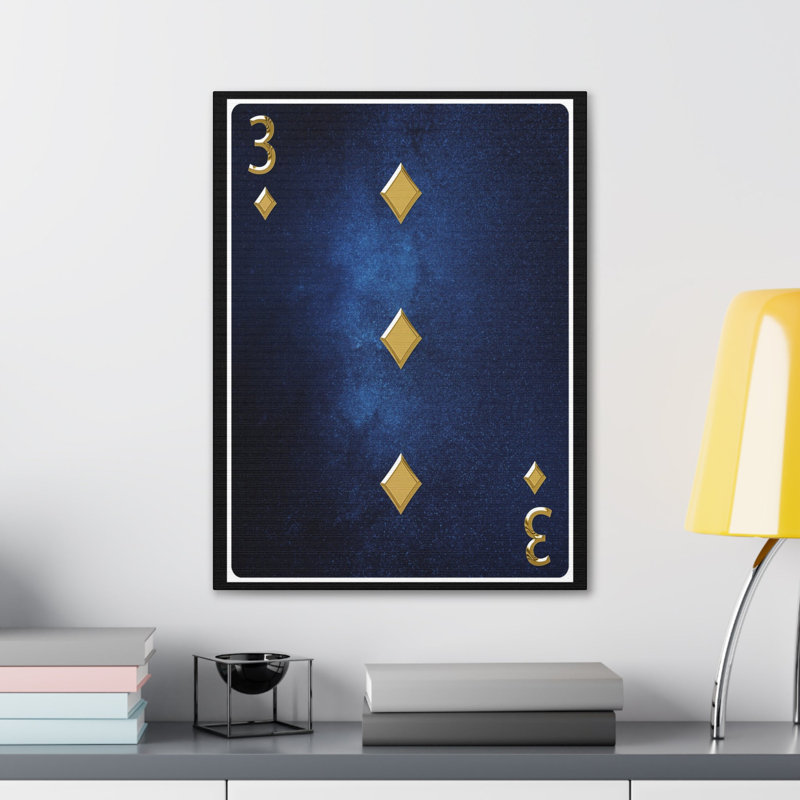 «Three Of Diamonds Space», art de jeu sur toile, carte à jouer, H 24 po x l 18 po