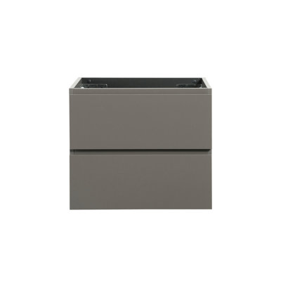 Armoire de salle de bain moderne grise sans lavabo, fixation murale avec 2 tiroirs, silencieuse pour un fonctionnement en douceur, grande cuve de rangement grise, tiroirs, zone élargie, look