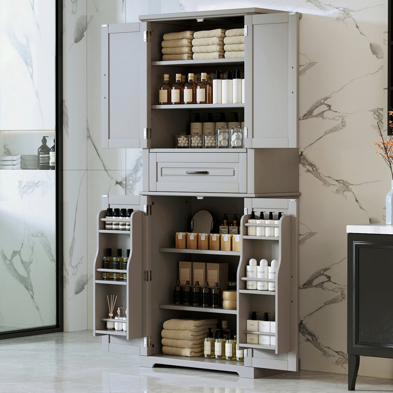 Stylish Storage Cabinet For Bathroom, Bathroom Storage Cabinet With Storage, Grey