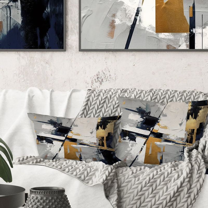 Coussin décoratif gris et doré Impressions Transcendent II - Abstract Shapes