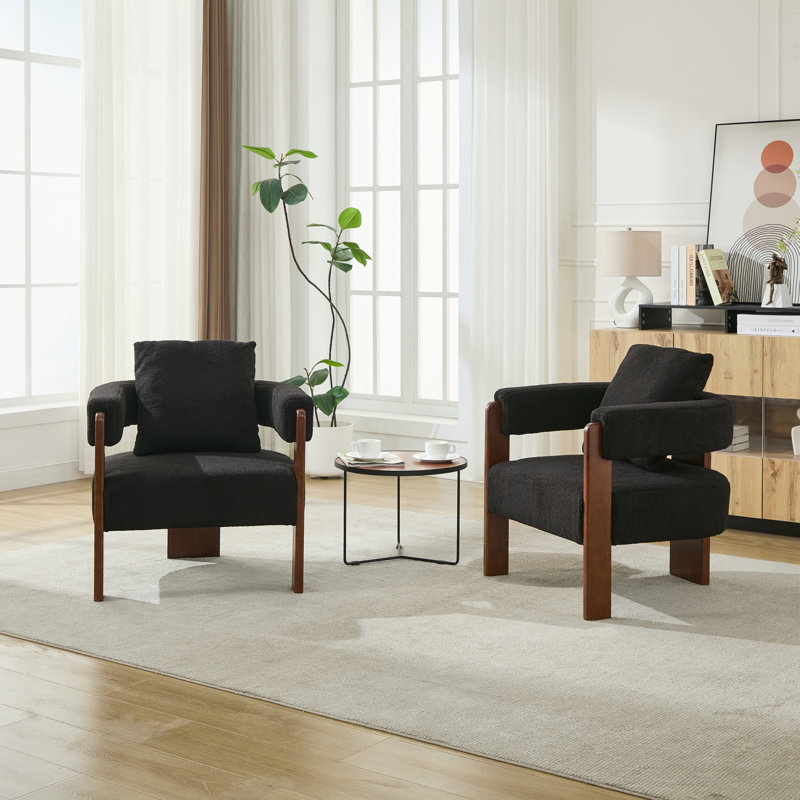 Upholstered 3-Legs Accent Chair, Black